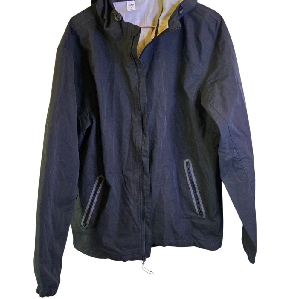 Old Navy Active Men's Med Gray Hooded Rain Jacket Windbreaker Packable Full Zip